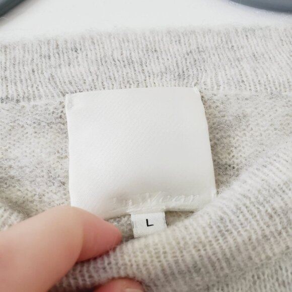 In Wear Denmark Mohair Knit Heathered Grey Wide Neck Minimalist Cozy Sweater L - Picture 6 of 8